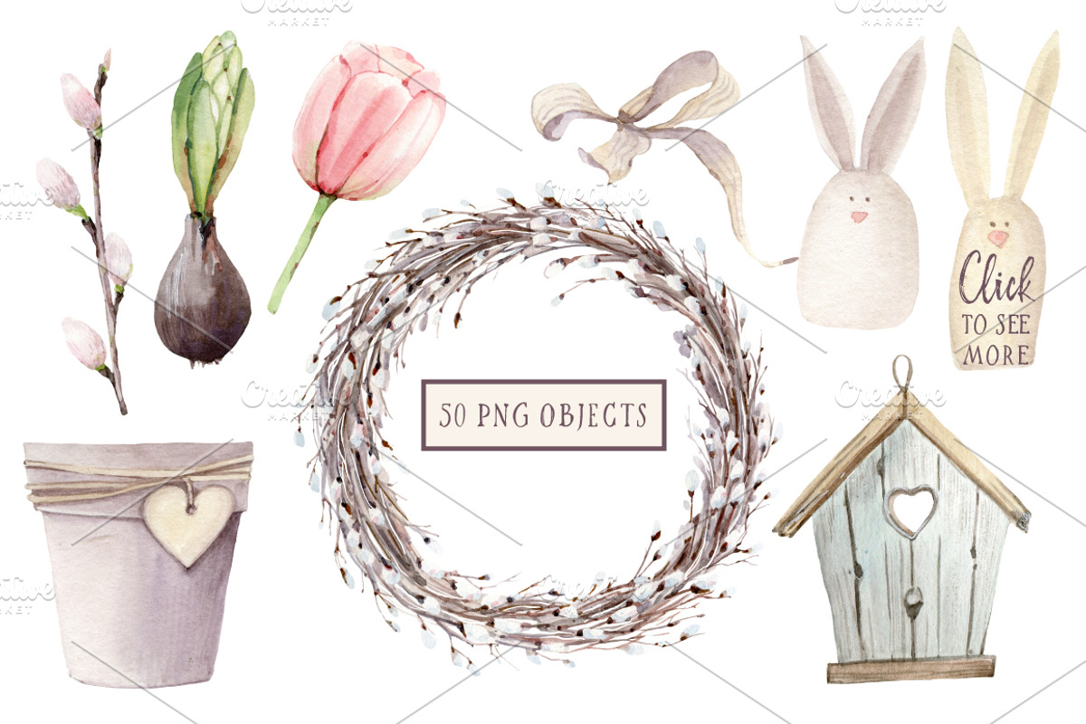 HAPPY SPRING watercolor set, an Illustration by Lemaris (Photo 4 of 8)