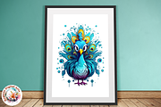 Watercolor Cute Peacock Clipart, an Object Graphic by Negarin Digital Art (Thumbnail 10 of 11)
