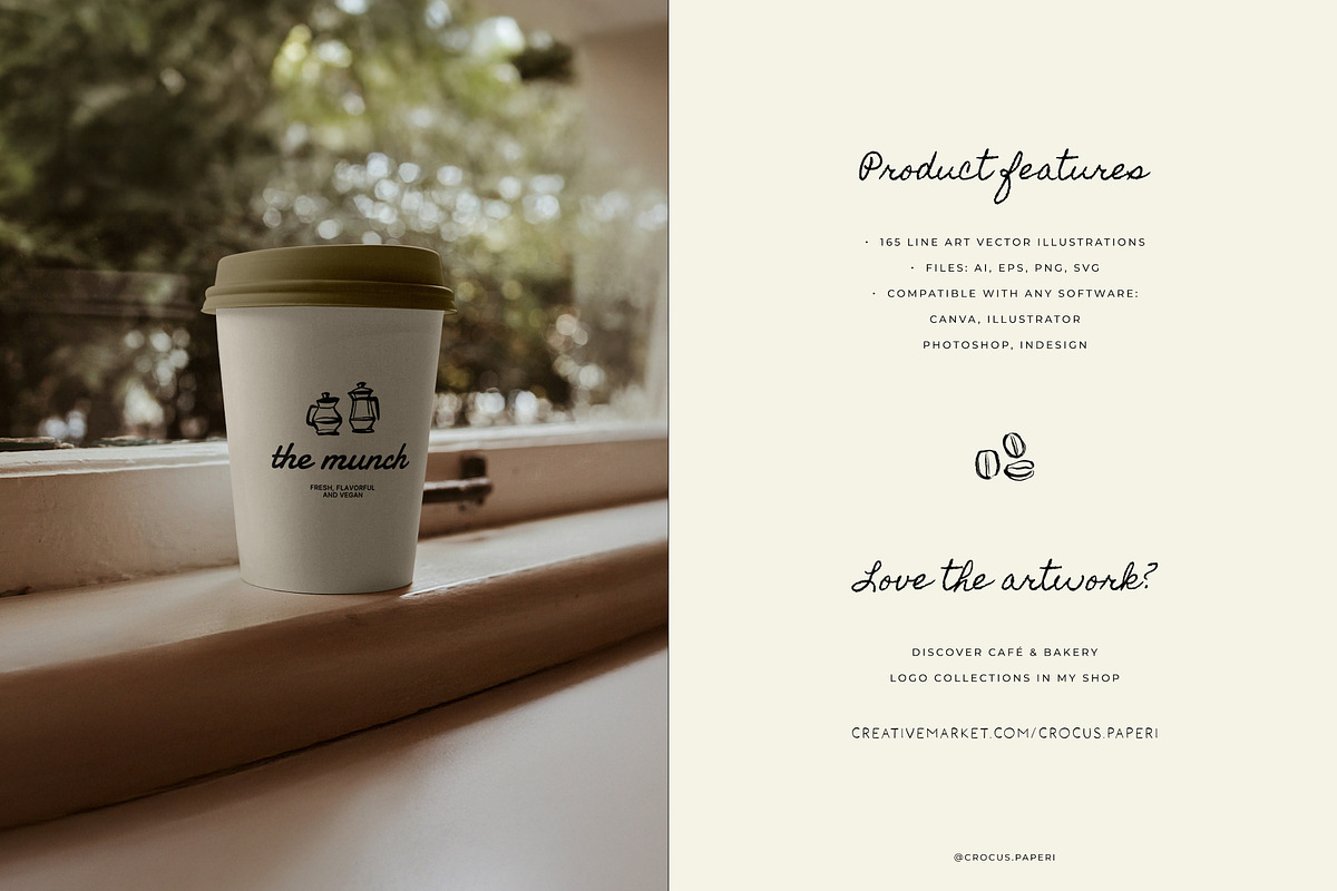 CAFÉ & COFFEE line art illustrations, a Food Illustration by Crocus Paperi (Photo 8 of 8)