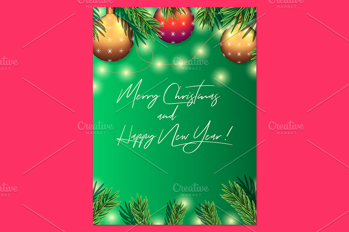 Merry Christmas Posters Vector, a Poster Template by kh_cat (Photo 3 of 4)