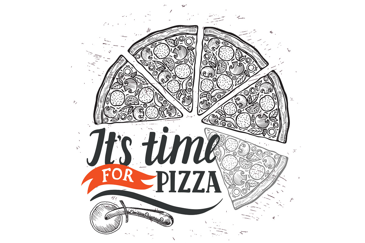 Pizza logo, italian cuisine, a Food Illustration by SpaceDuck
