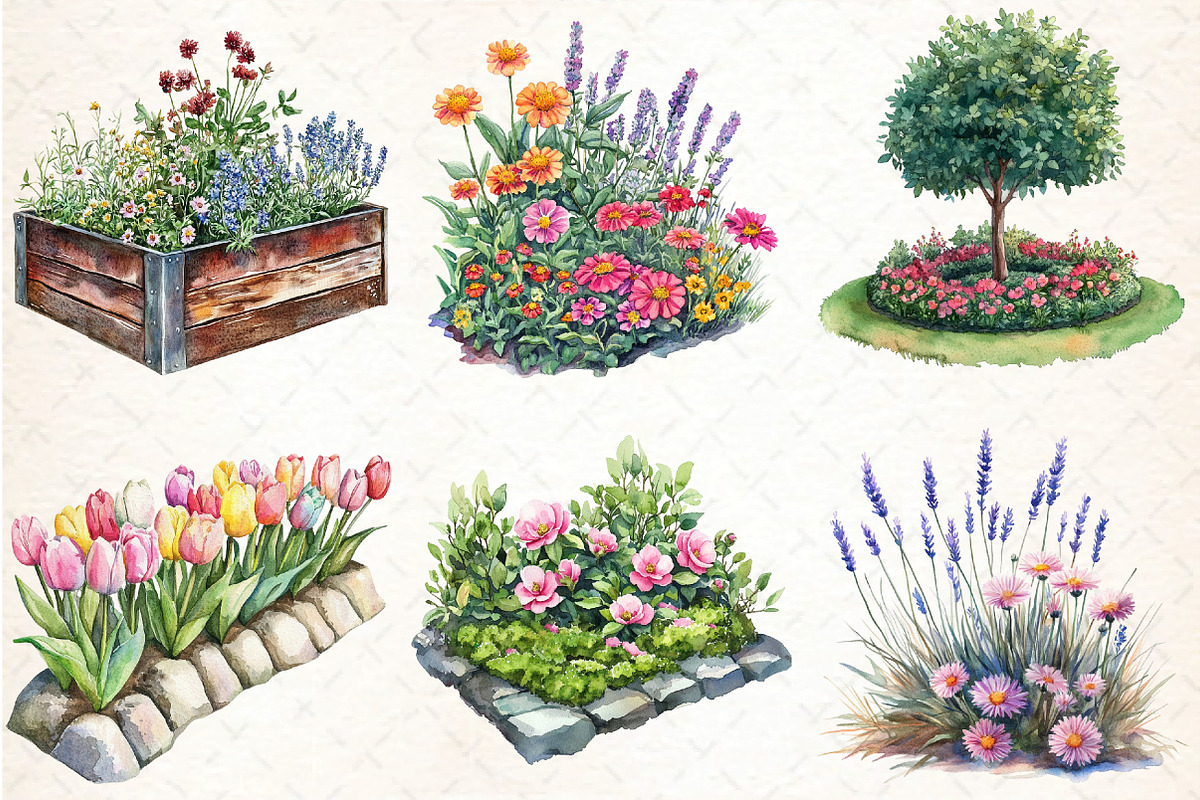 Garden Flower Bed Clipart Bundle, an Illustration by DreamCafeArt (Photo 3 of 8)