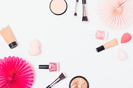 Makeup background of woman cosmetics powders, a Beauty & Fashion Photo by progressman