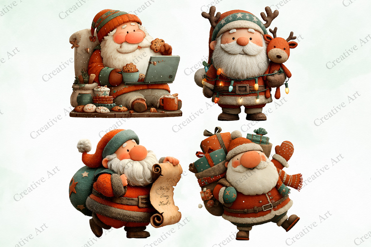 Christmas Santa Clipart Bundle, an Illustration by Creative Art (Photo 7 of 10)