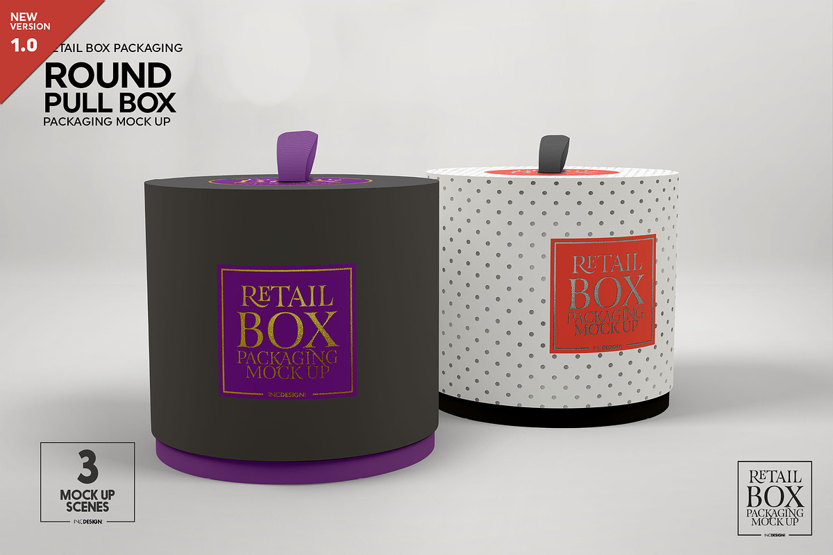 Round Pull Box Packaging Mockup, a Packaging Mockup by INCDesign (Photo 1 of 8)