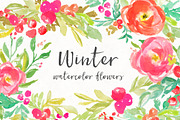 Winter Watercolor Flowers, a Graphic by Angie Makes (Thumbnail 1 of 4)