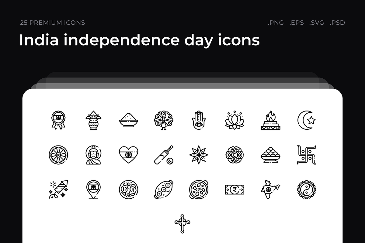 India independence day icons, an Outline Icon by Wencory (Photo 1 of 2)