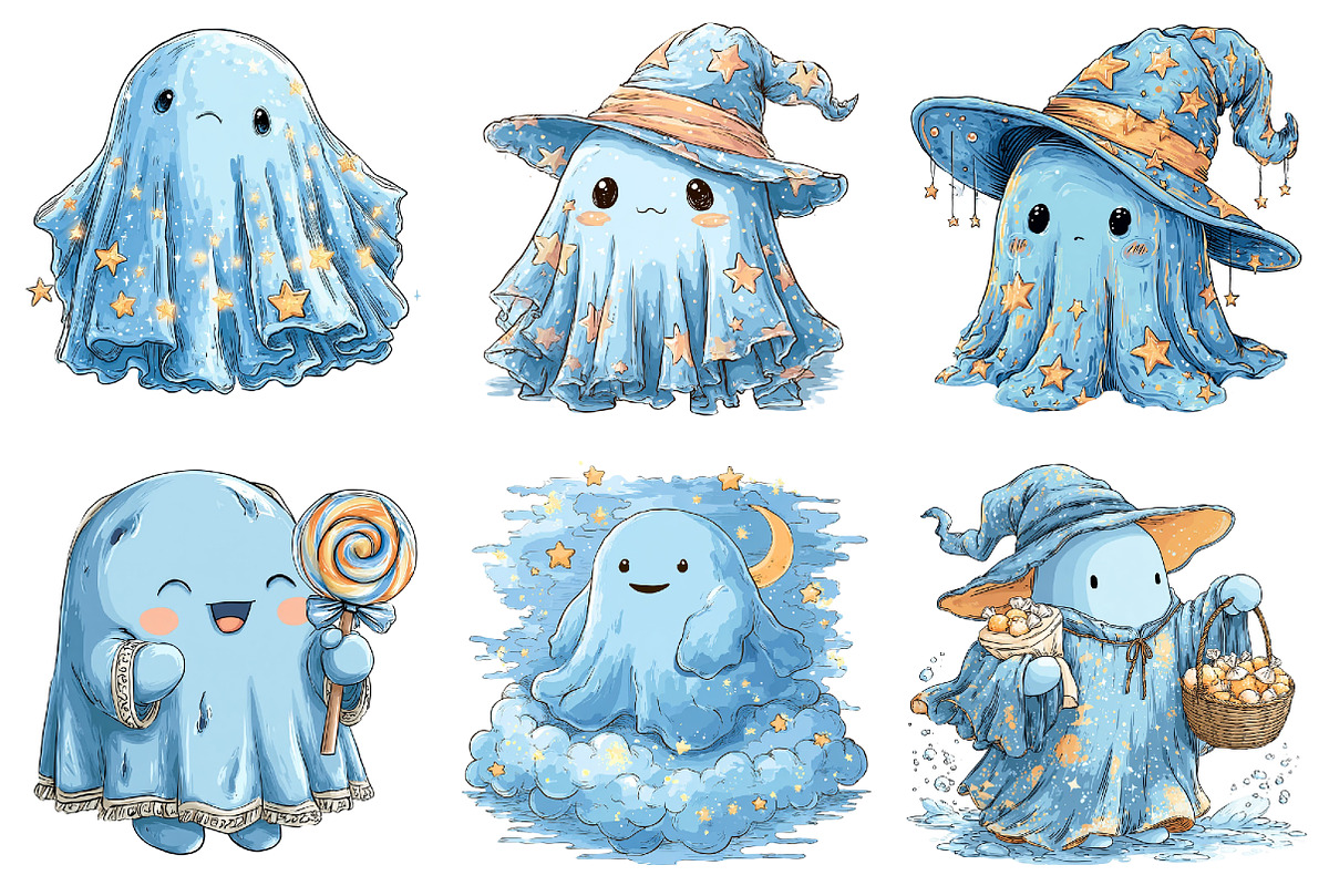 Iridescent Ghost Halloween Clipart, a Seasonal Illustration by DreamArtGraphic (Photo 4 of 5)