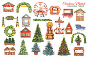 Christmas Market watercolor set, an Illustration by s.yanyeva (Thumbnail 2 of 8)