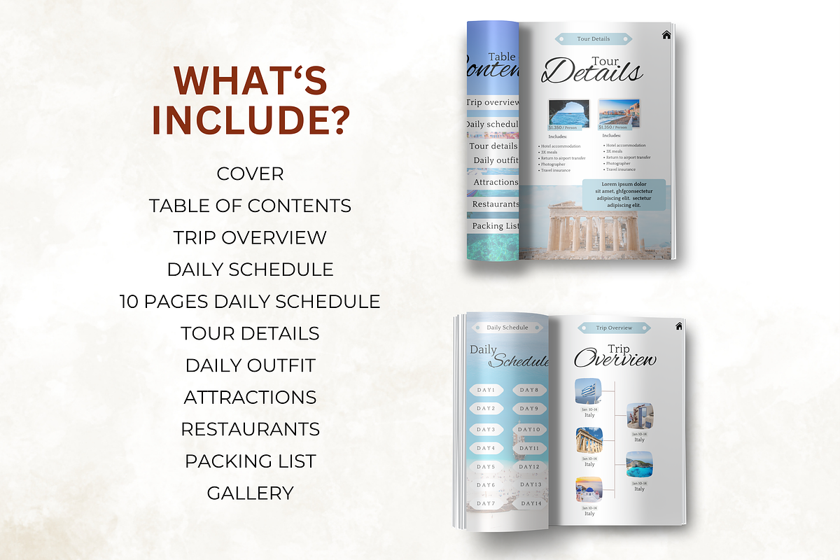 Greece Travel Itinerary for Canva, a Templates & Theme by Digital By Nikoleta (Photo 2 of 11)