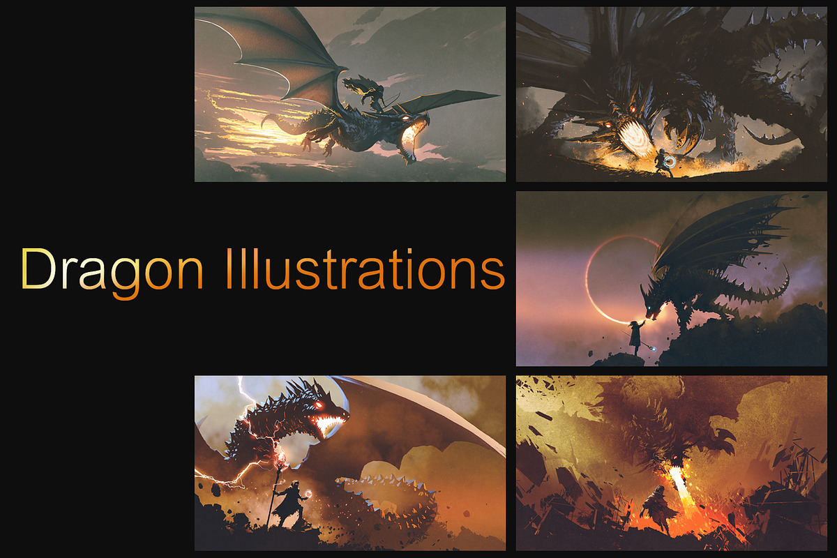 Fantasy dragon illustration set, an Illustration by Grandfailure (Photo 1 of 6)