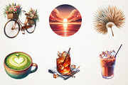 Brown Aesthetic Summer Clipart, an Illustration by RobertsArt (Thumbnail 4 of 7)