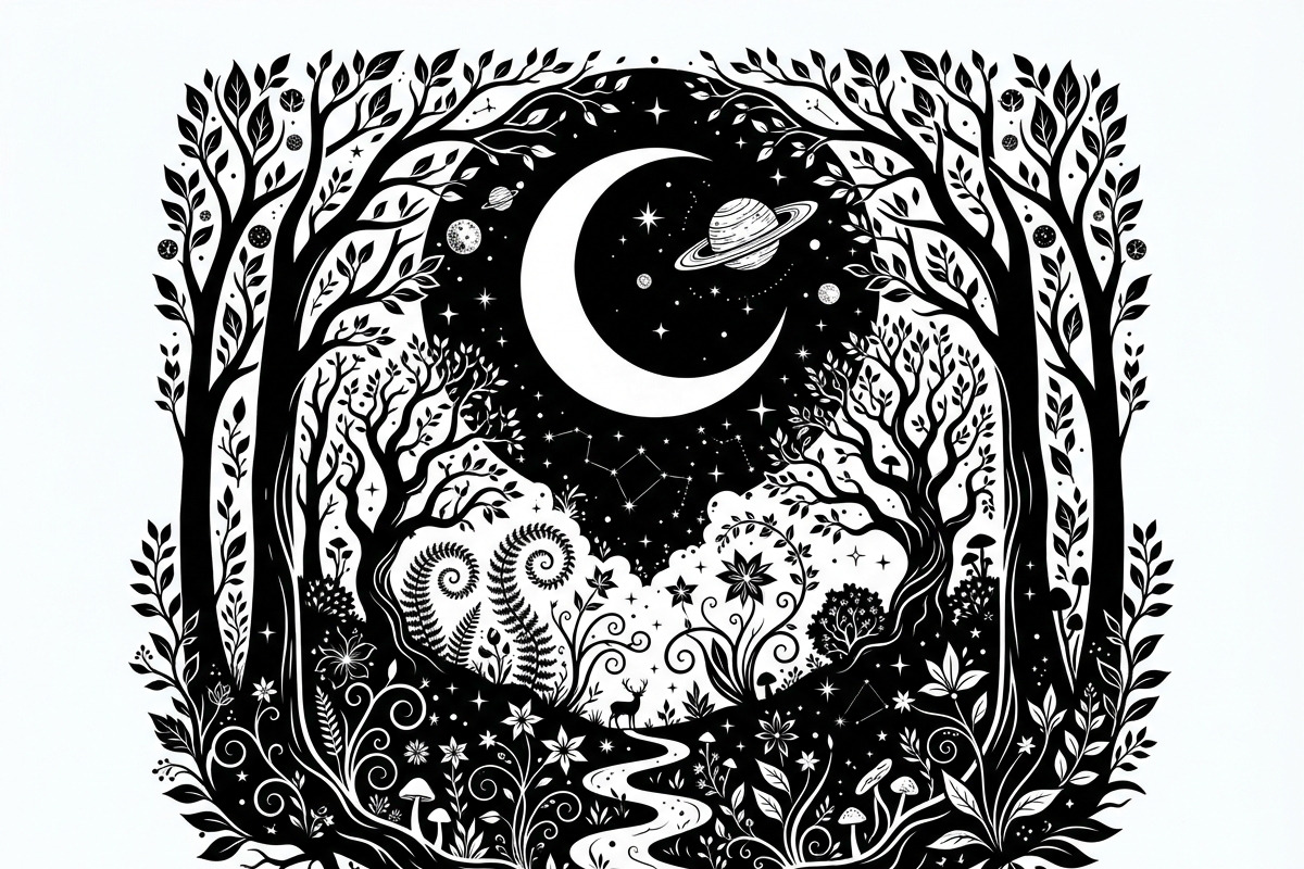 50 Mystical Galaxy Forest Silhouette, a Technology Illustration by Amazin_art (Photo 22 of 33)