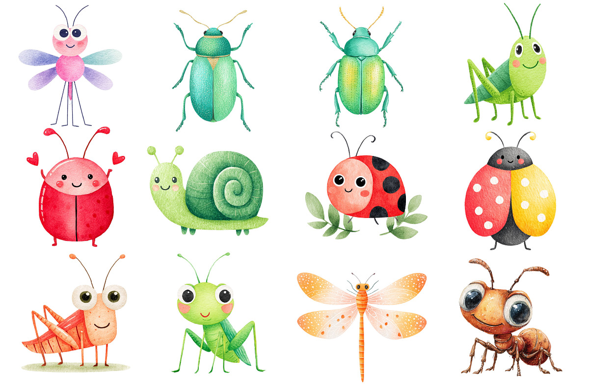 Watercolor Insects Clipart Bundle, an Illustration by Dream Creation (Photo 2 of 7)