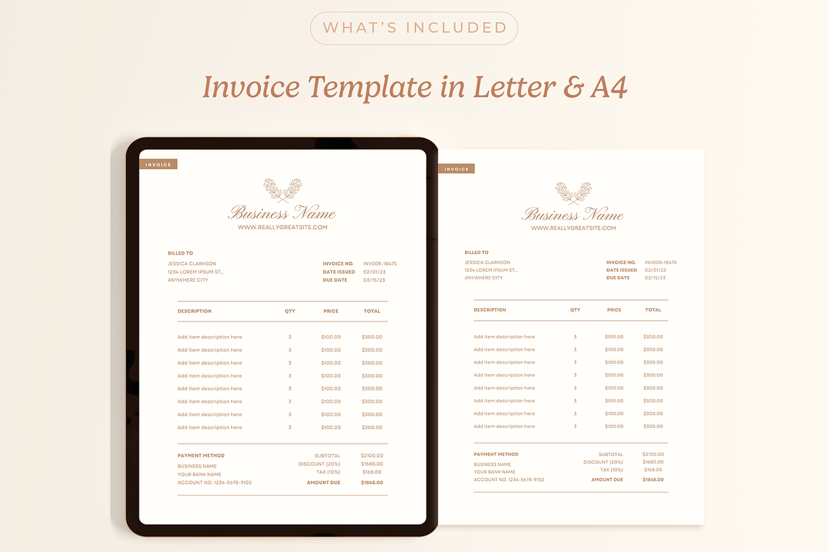 Minimalist Invoice Template, a Stationery Template by Creatif Foundry (Photo 2 of 5)