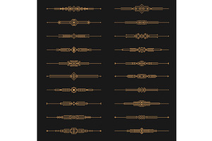 Golden art deco dividers, borders, a Decorative Illustration by Buch&Bee