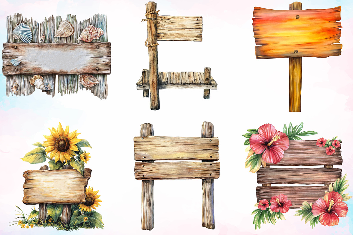 Summer Day Wooden Sign Clipart, an Illustration by Canvas Craft (Photo 3 of 4)