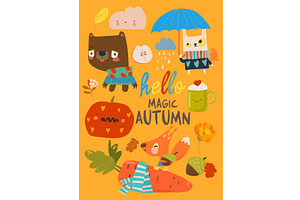 Cartoon Set with funny Animals and, an Animal Illustration by Maria Starus