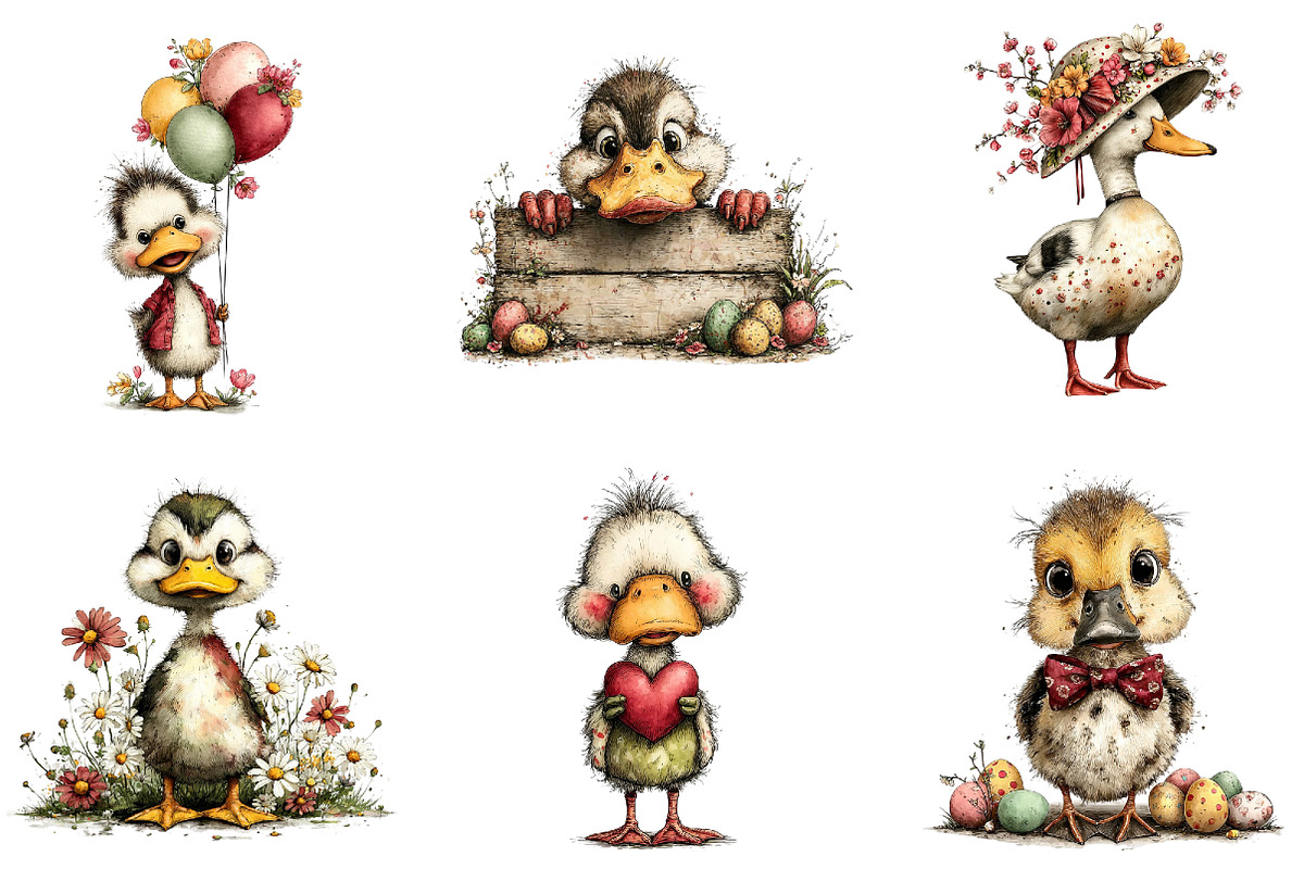 Whimsical Easter Duck Clipart, an Illustration by Dream Creation (Photo 2 of 7)
