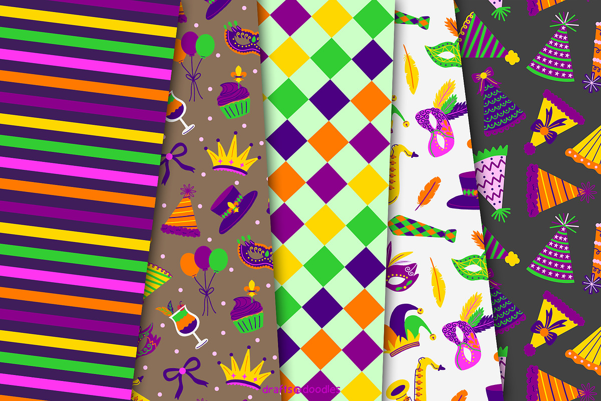 Mardi Gras Parade Graphics Set, a Pattern Graphic by Drafts n Doodles (Photo 6 of 12)