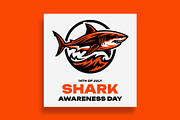 Shark Awareness Day Banner Template, a Social Media Template by nandinigraphics (Thumbnail 1 of 4)