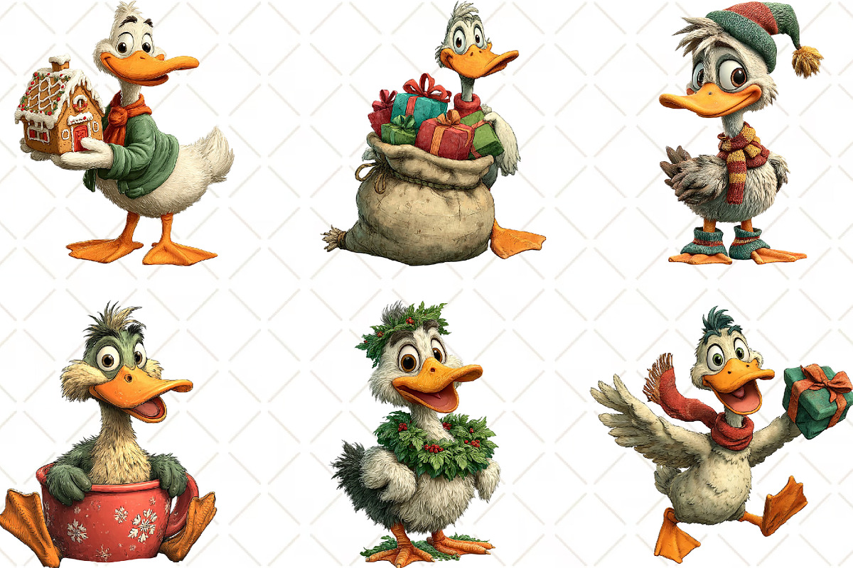 Quirky Christmas Duck Clipart, an Illustration by Black Bird Studio (Photo 2 of 6)