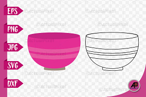 Bowl Outline With Clip Art Graphic C