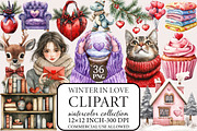 Watercolor Winter in Love Clipart, an Illustration by Libby Wishes (Thumbnail 1 of 7)