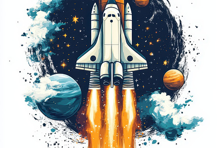 Space Shuttle Launch Cosmic Journey, a Background Photo by Pixeness
