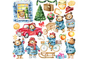 Cute Bear Christmas Clipart Set, an Animal Illustration by SimpleWishesArt (Thumbnail 2 of 7)