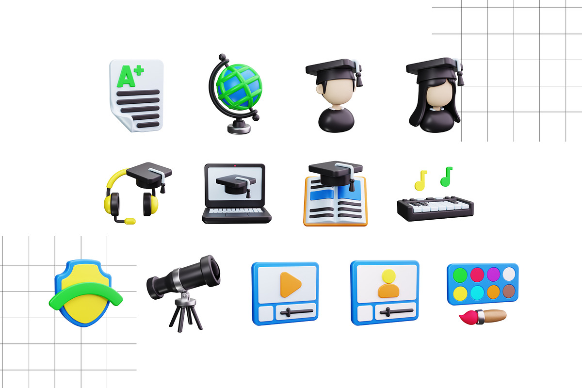 College 3D Icons, an Object 3D Model by HacaStudio (Photo 4 of 4)