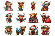 Christmas Highland Cow, an Illustration by Design Market (Thumbnail 2 of 4)
