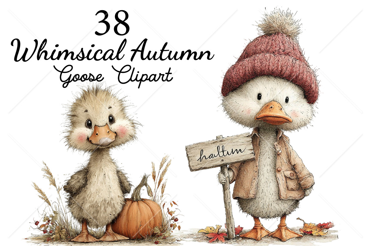 Whimsical Autumn Goose Clipart, a Seasonal Illustration by Canvas Craft (Photo 1 of 10)
