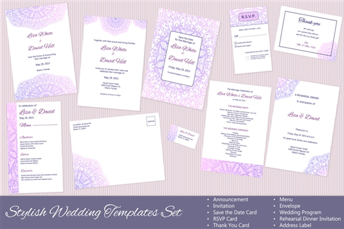 Set of Vector Wedding Templates, an Invitation Template by Sunshine Art Shop