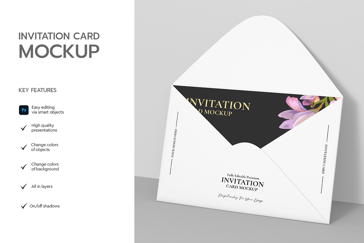 Editable Invitation Card Mockup, a Product Mockup by graphypix (Photo 2 of 4)