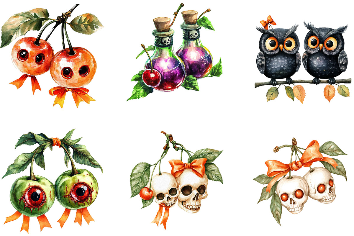 Halloween Cherries Clipart PNG, a Seasonal Illustration by Designking (Photo 3 of 5)
