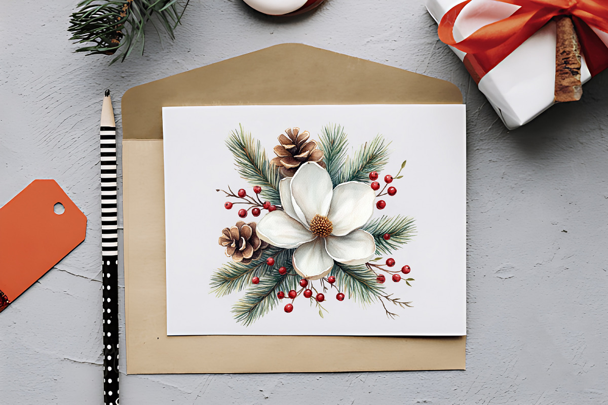 Festive Florals & Pinecones Clipart, an Illustration by RobertsArt (Photo 5 of 6)