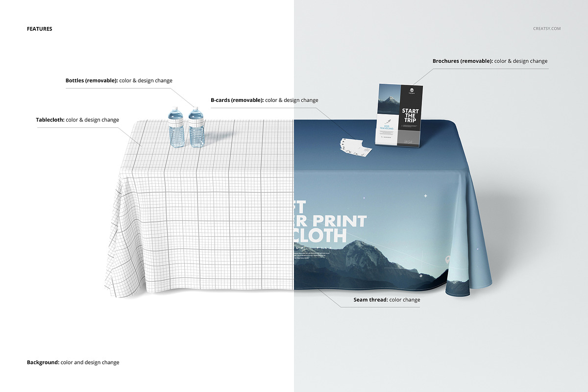 6ft Polyester Tablecloth Mockup Set, a Household Mockup by creatsy5 (Photo 3 of 10)