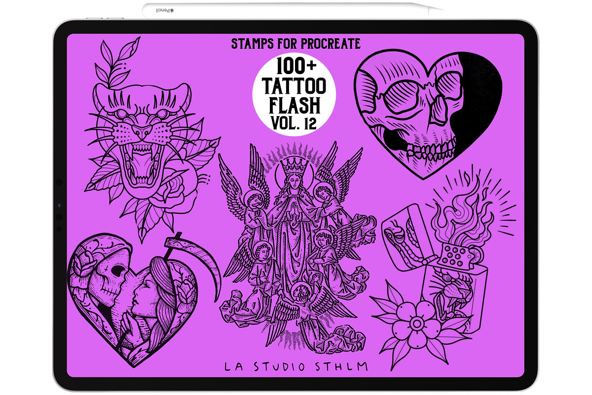 BUNDLE 2 - Tattoo Flash - Stamp Sets, a Brush Add-On by LA Studio Sthlm (Photo 6 of 17)
