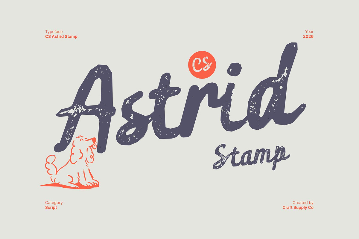 CS Astrid Stamp, a Script Font by Craft Supply Co. (Photo 1 of 8)