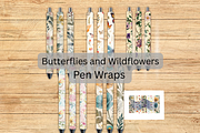 Butterflies Wildflowers Pen Wraps, a Pattern Graphic by SmallTownDigital (Thumbnail 1 of 3)
