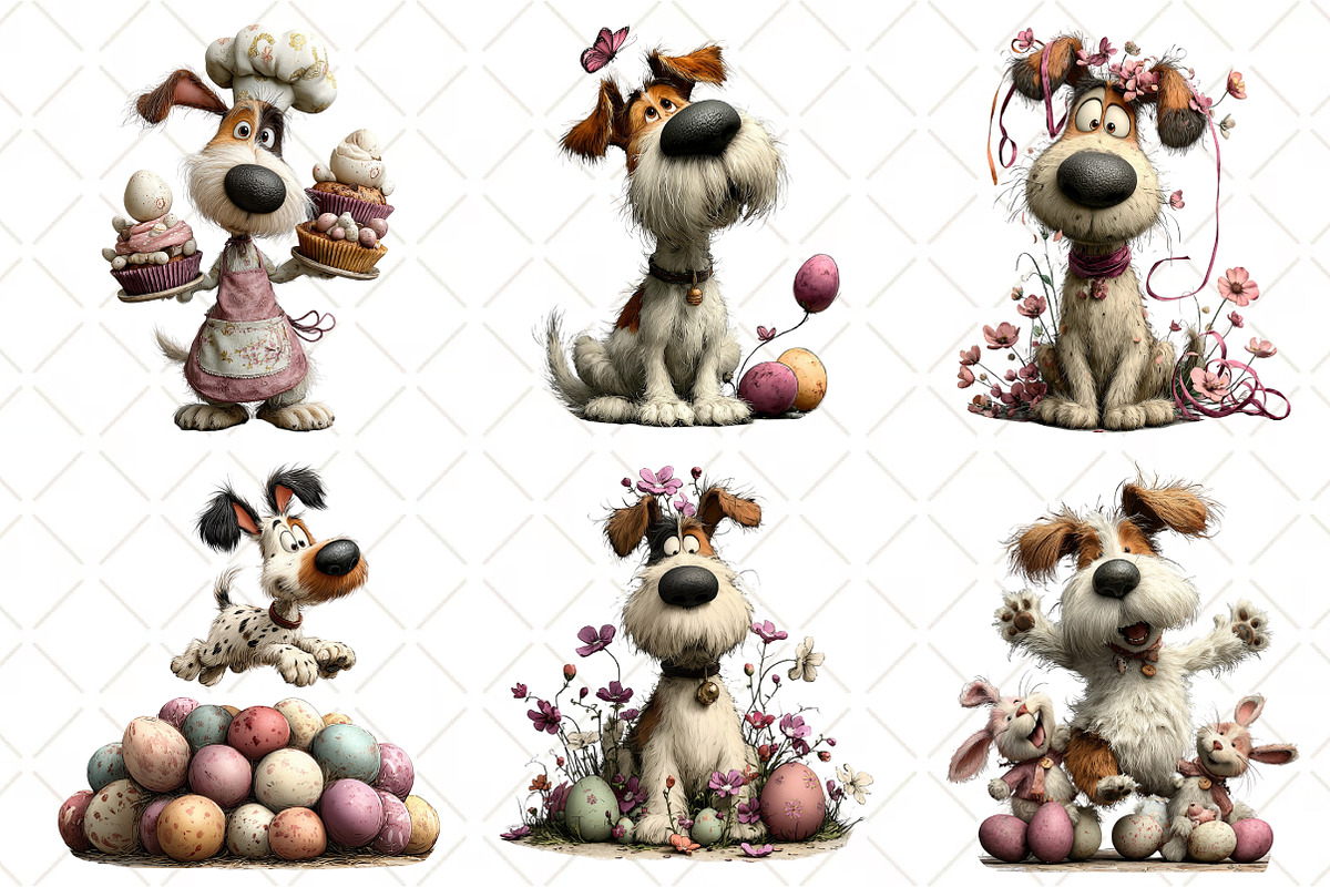 Whimsical Easter Dog Clipart, an Illustration by Black Bird Studio (Photo 4 of 6)