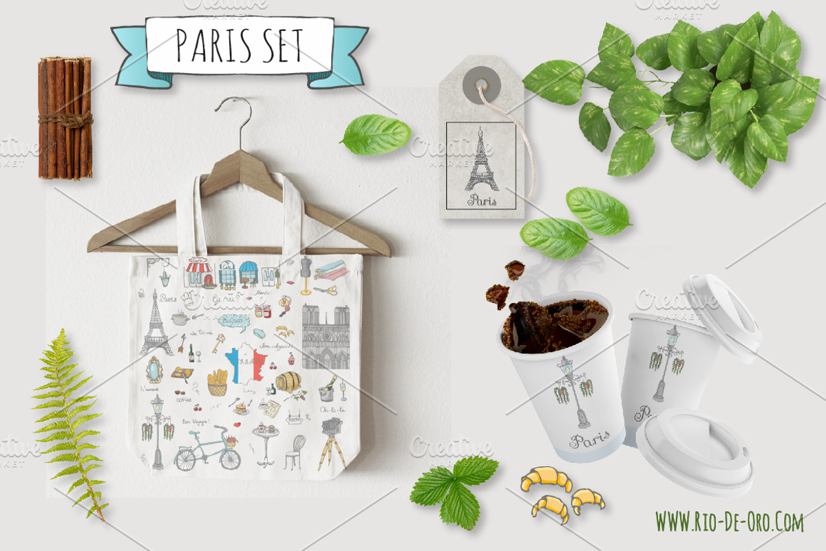 58 Paris color hand drawn icons!, an Object Graphic by Natasha-Pankina.com (Photo 3 of 5)