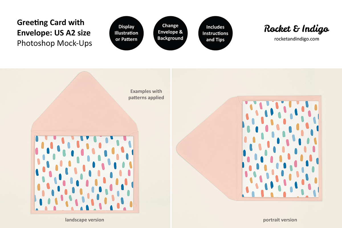 US A2 Card + Envelope PS Mockup, a Merchandise Mockup by Rocket & Indigo (Photo 2 of 7)