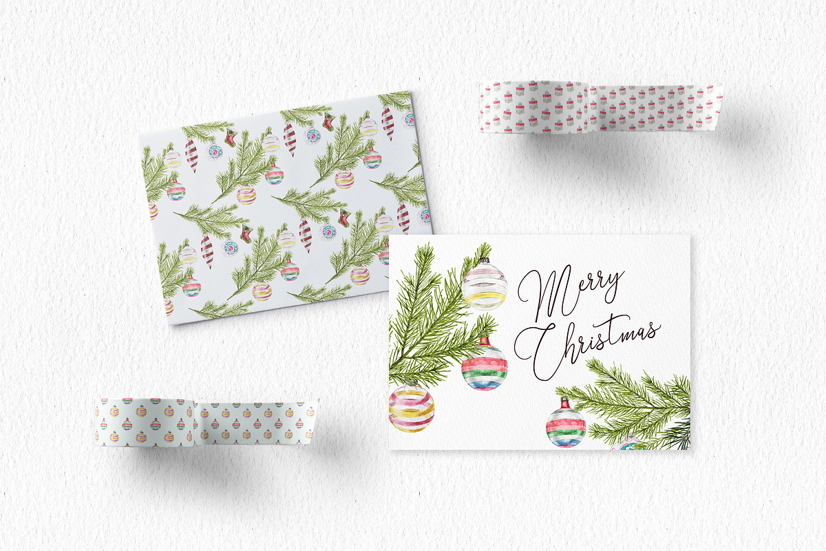 Christmas watercolor clipart set, an Illustration by lilisprints (Photo 5 of 6)