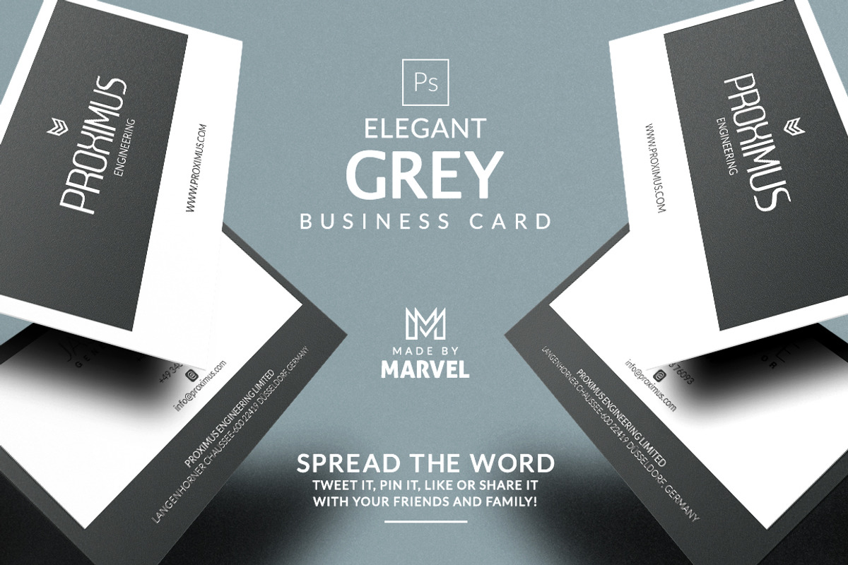Elegant Grey Business Card, a Business Card Template by Marvel (Photo 1 of 5)
