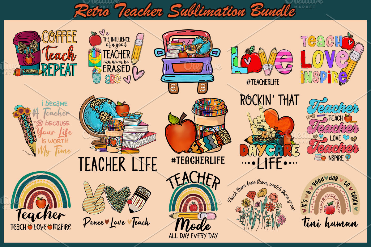 Retro Teacher Graphics Bundle, an Education Illustration by Boodesign