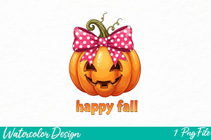 Cute Coquette Pumpkin PNG, an Illustration by Watercolor design
