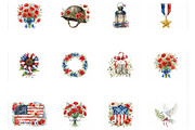 Memorial Day Patriotic Clipart PNG, an Object Illustration by VetalStock (Thumbnail 2 of 3)