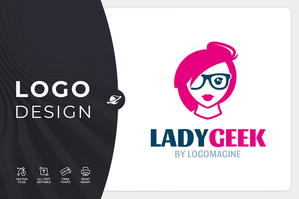 Lady Geek Logo Template, a Branding & Logo Template by LOGOMAGINE (Photo 1 of 16)